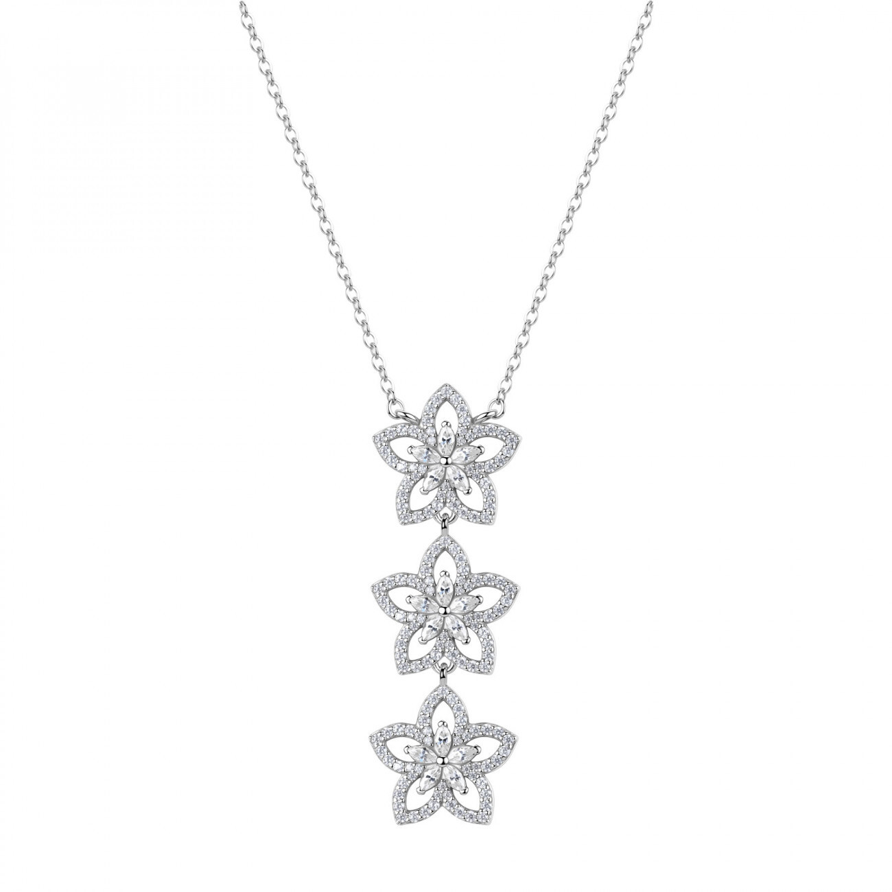 Rosato Prekrásny strieborný náhrdelník Kvety so zirkónmi RZGA85