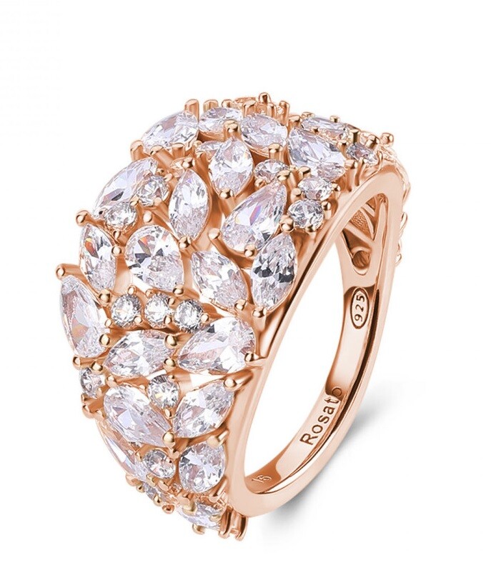 Rosato Luxusný pozlátený prsteň s kubickými zirkónmi Gemma RZGE49 54 mm