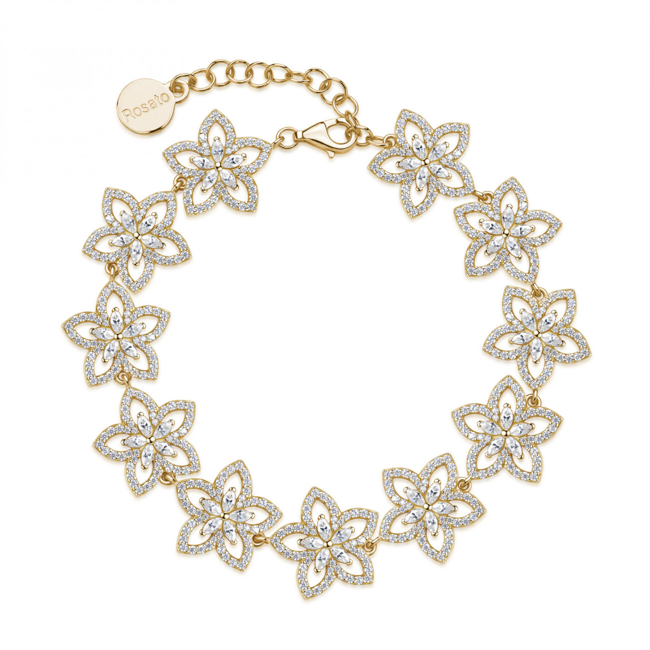 Rosato Pozlátený kvetinový náramok s kubickými zirkónmi Gaia RZGA93