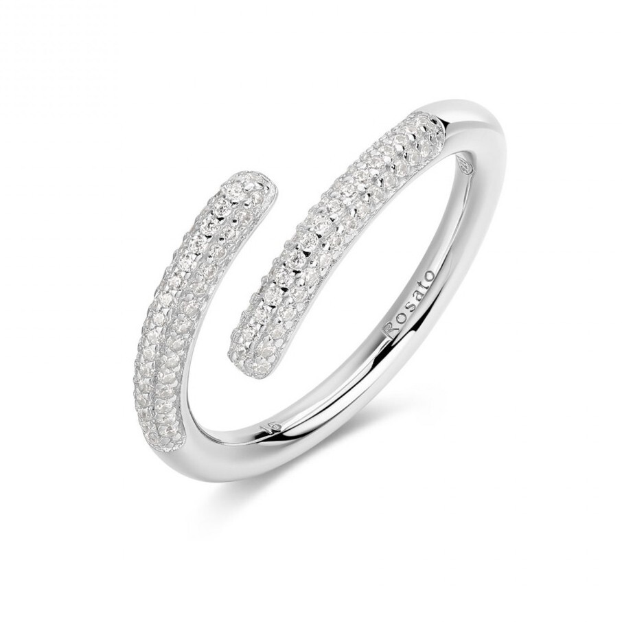 Rosato Dizajnový otvorený prsteň so zirkónmi Bianca RZBI81 56 mm
