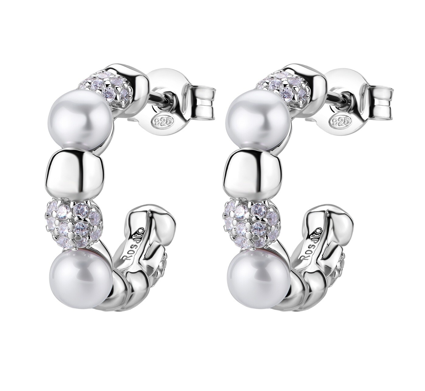 Rosato Luxusné kruhové náušnice s pravými perlami a zirkónmi Azzurra RZAZ035