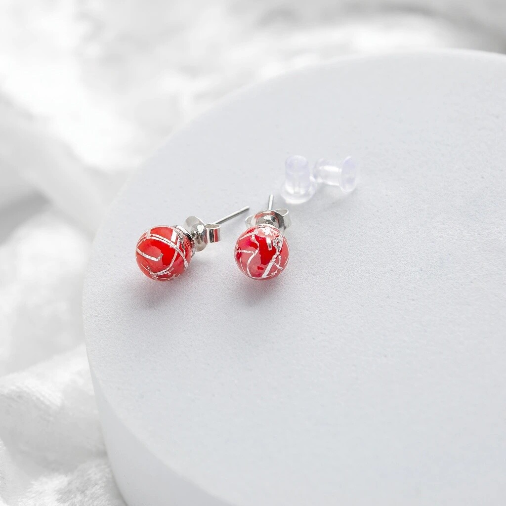 Lampglas Náušnice Rouge Nude s rýdzim striebrom ENM8/AG/RHO-PU