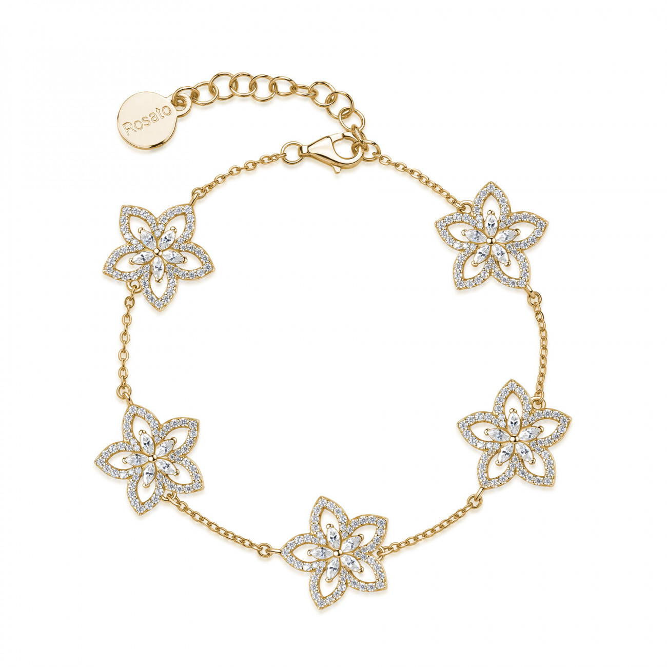 Rosato Pozlátený náramok s čírymi zirkónmi Kvety Gaia RZGA91