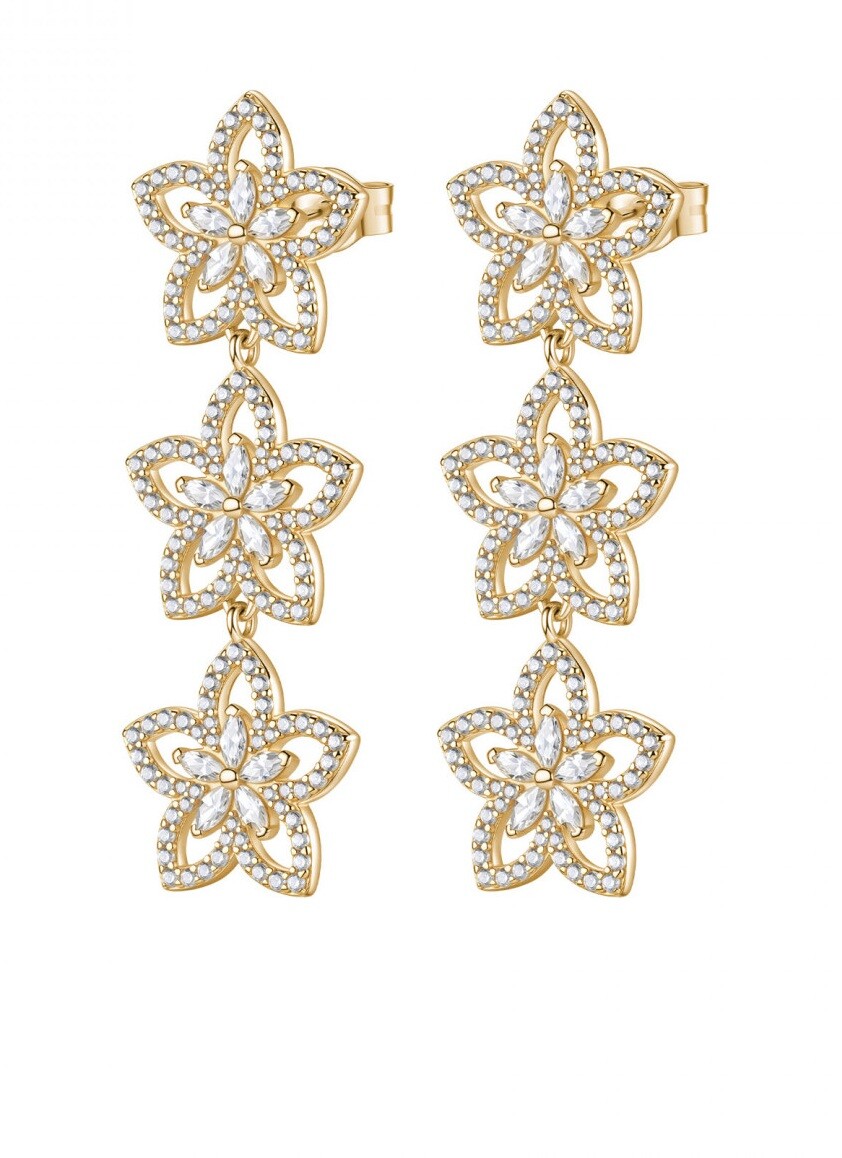 Rosato Luxusné pozlátené náušnice Kvety so zirkónmi Gaia RZGA97