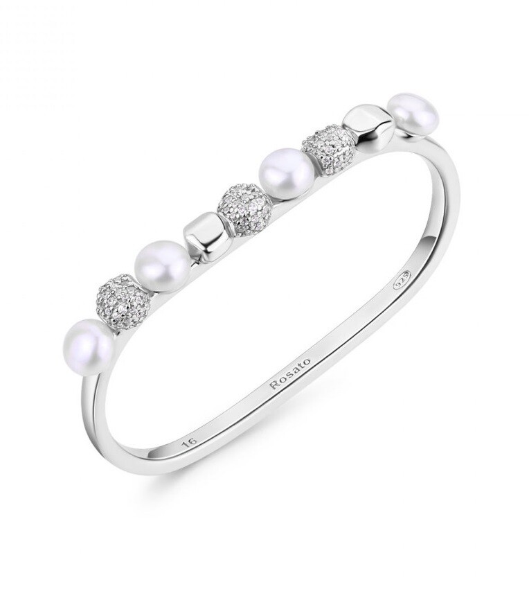 Rosato Dvojitý strieborný prsteň so zirkónmi Azzurra RZAZ033