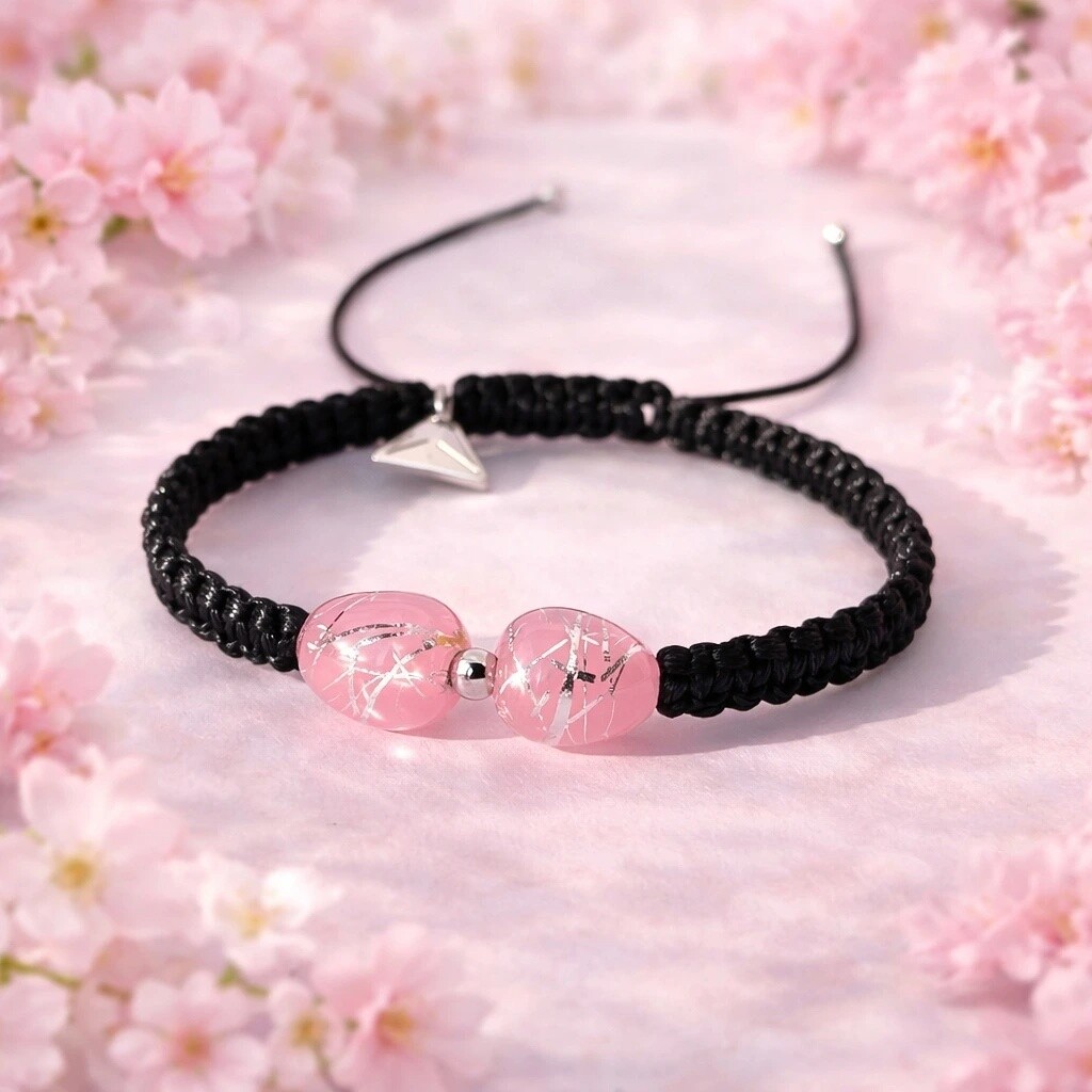 Lampglas Náramok Soft Pink Nude s rýdzim striebrom v perlách Lampglas BNM5/TEX/CHI