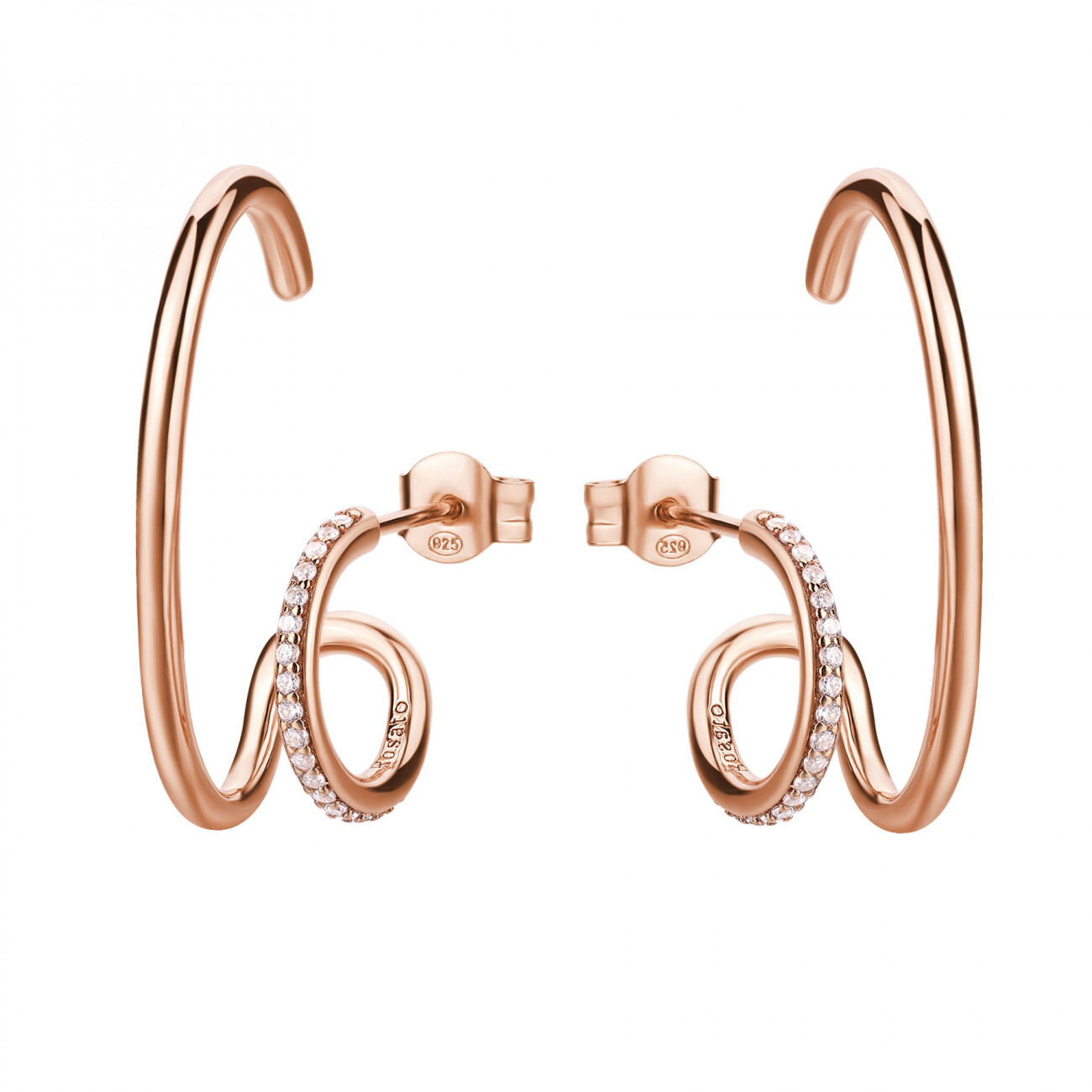 Rosato Originálne dvojité náušnice z pozláteného striebra Bianca RZBI47