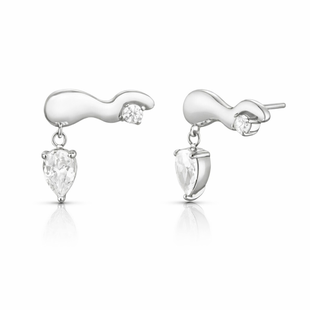 Rosefield Oceľové moderné náušnice s kryštálmi Wave JEMWS-J1324