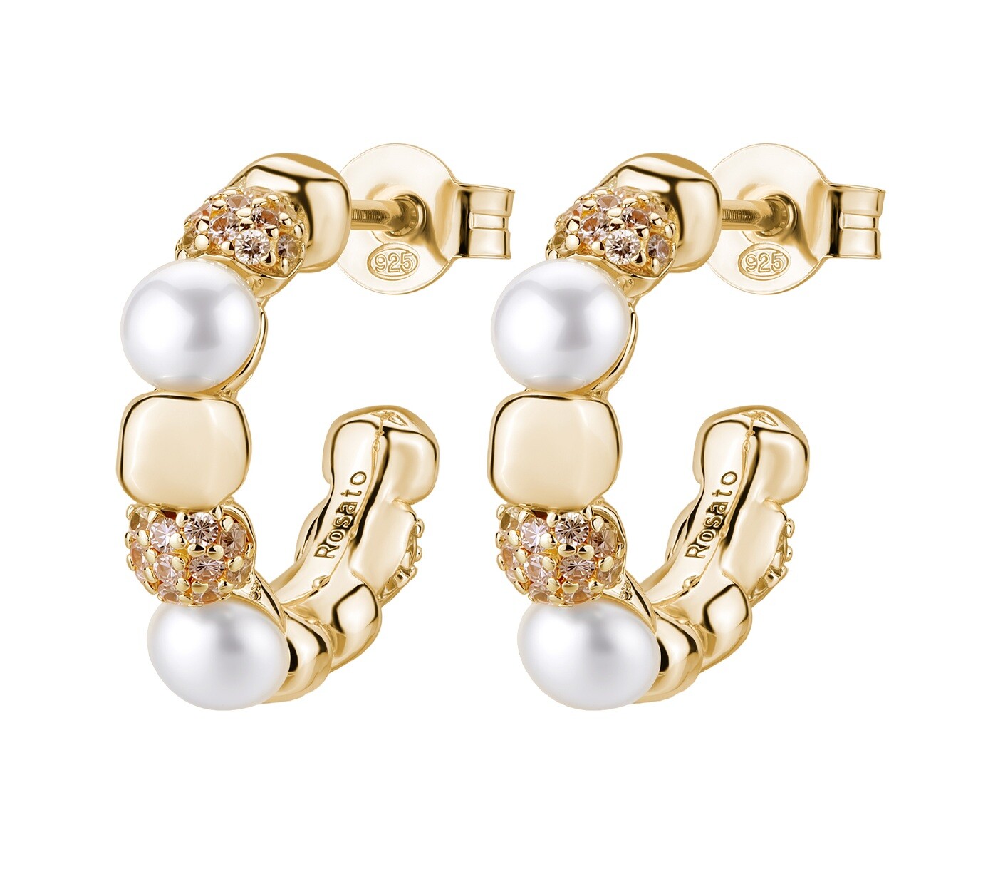 Rosato Luxusné kruhové náušnice s pravými perlami a zirkónmi Azzurra RZAZ036