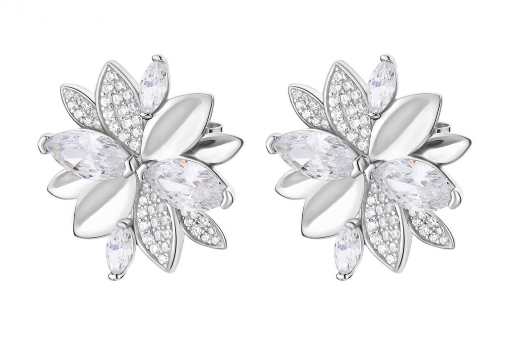 Rosato Strieborné náušnice Kvety s kubickými zirkónmi Gaia RZGA56