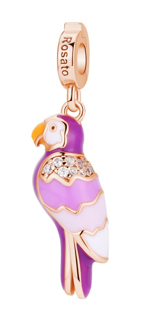 Rosato Ružovo pozlátený prívesok Papagáj Storie RZ213
