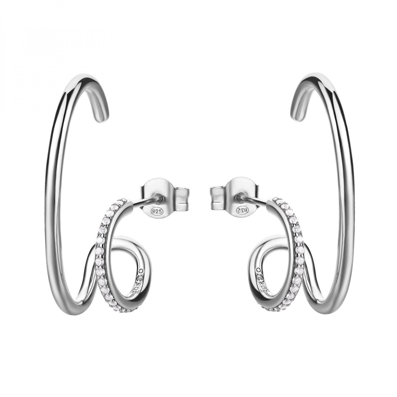 Rosato Originálne dvojité náušnice zo striebra Bianca RZBI46