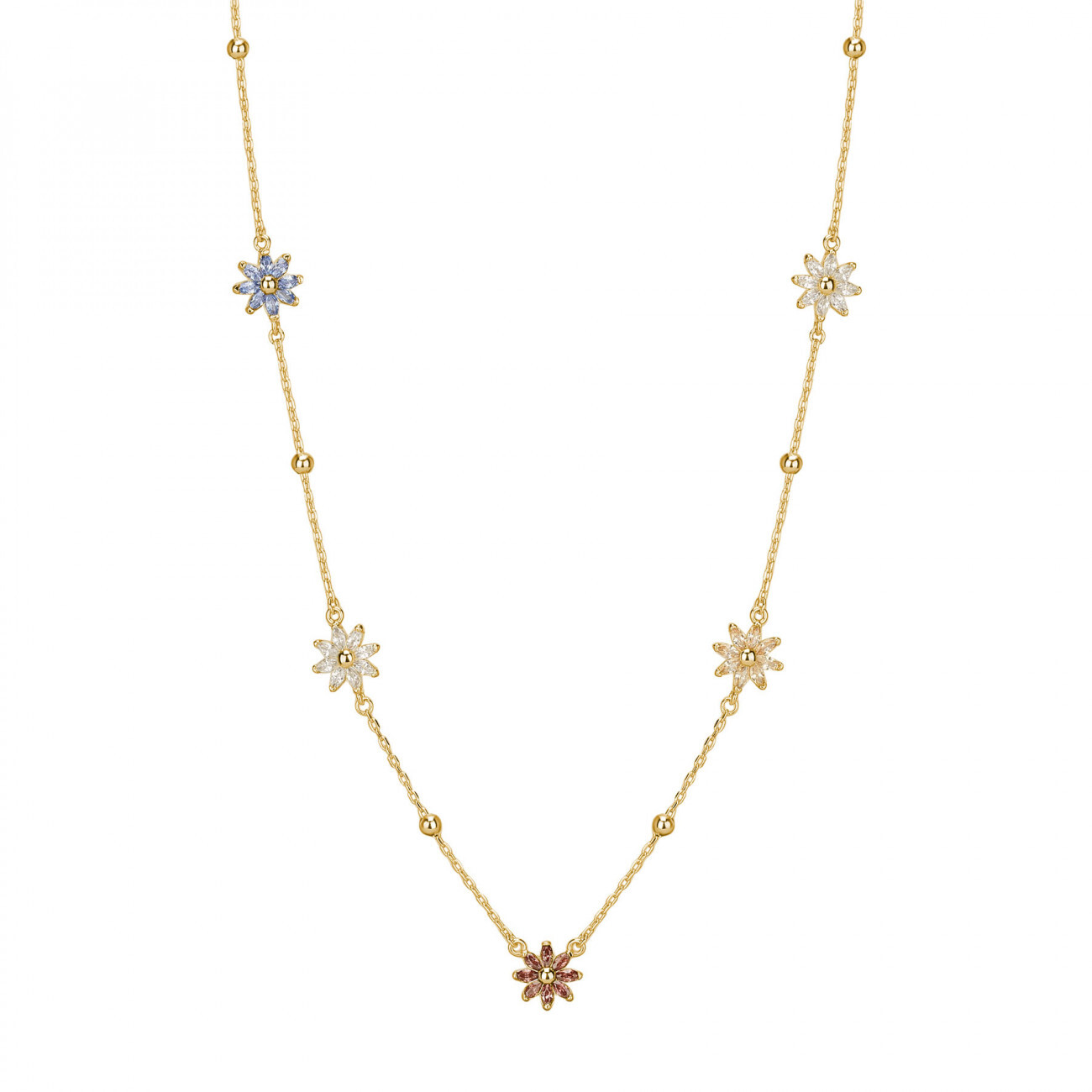 Rosato Pozlátený dámsky náhrdelník s farebnými zirkónmi Gaia RZGA66