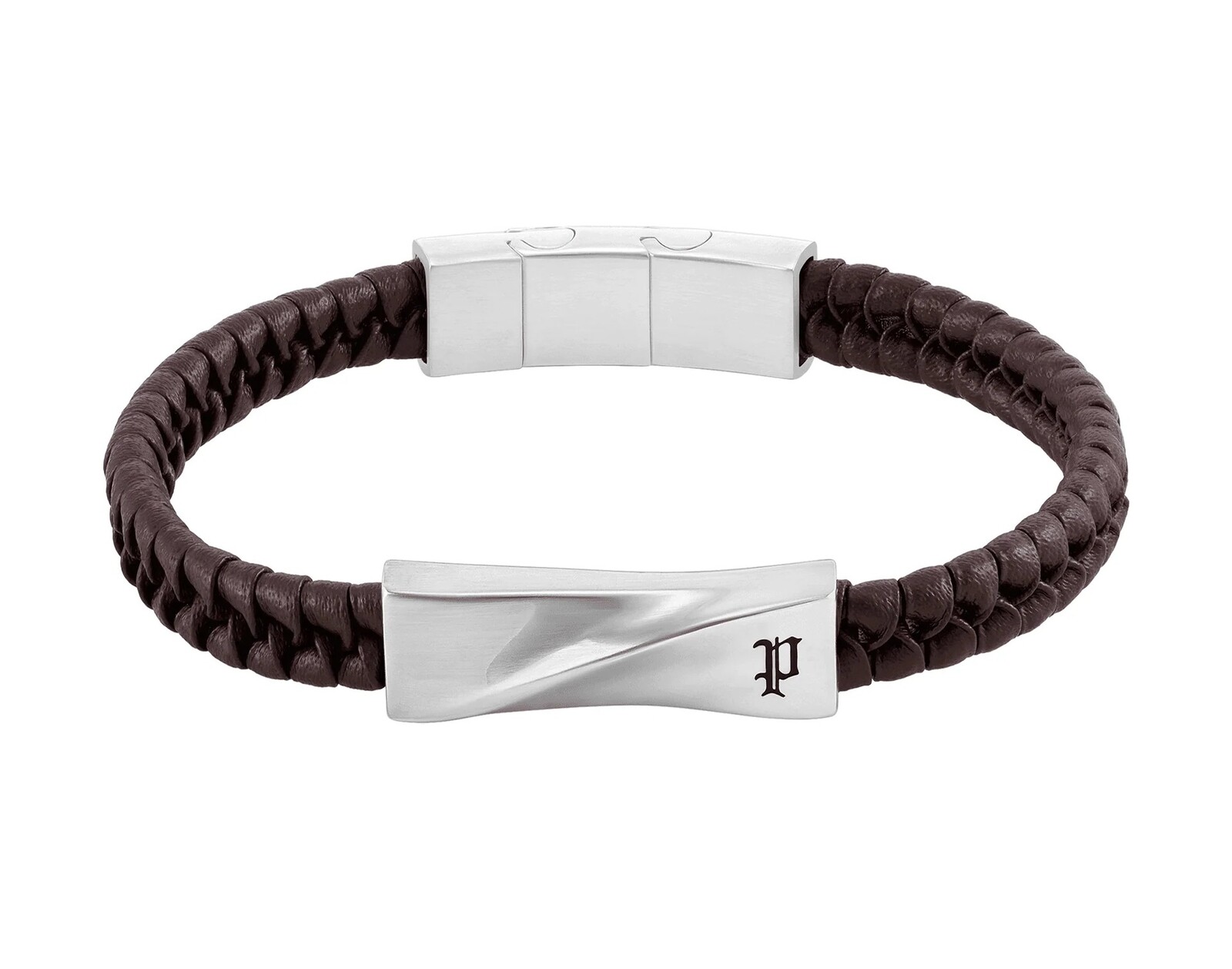 Police Hnedý kožený náramok pre mužov Contorto PEAGB0081705