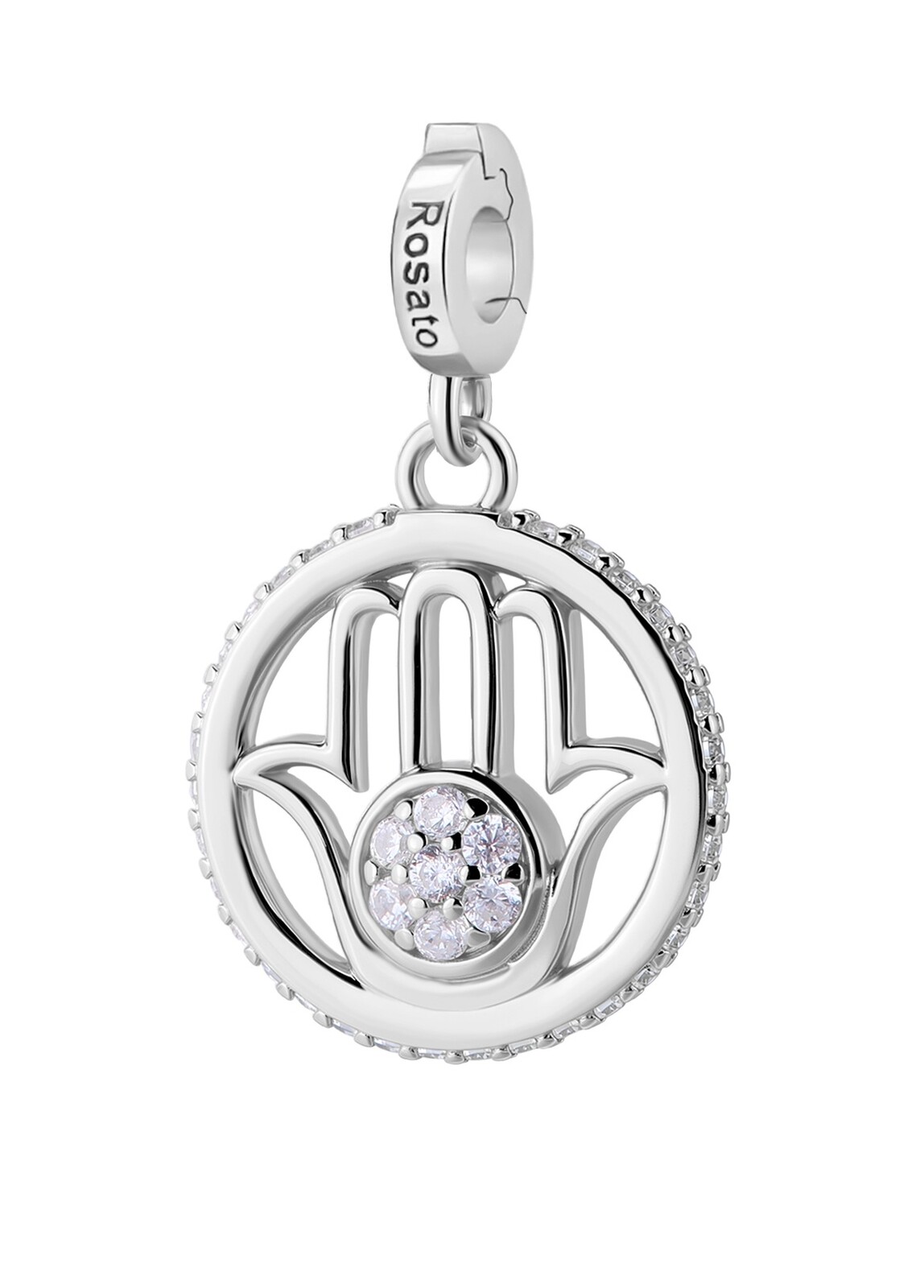 Rosato Strieborný prívesok Hamsa s čírymi zirkónmi Storie RZ250R