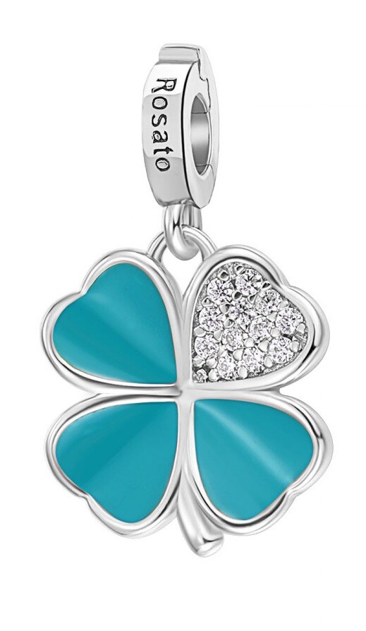 Rosato Strieborný prívesok so zirkónmi a smaltom Štvorlístok Storie RZ222R