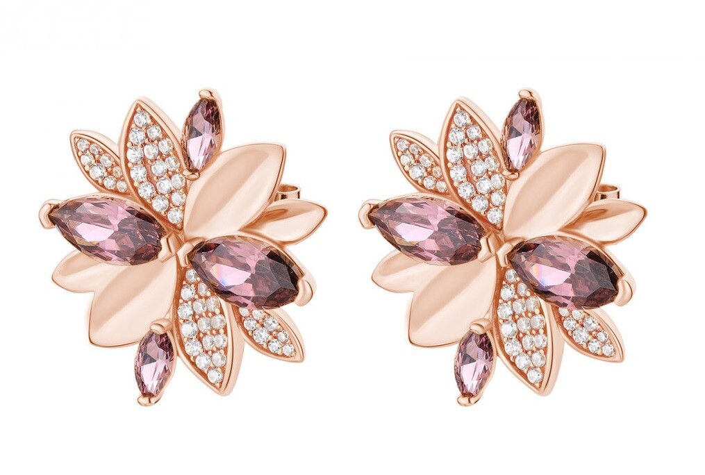 Rosato Pozlátené náušnice Kvety s kubickými zirkónmi Gaia RZGA57