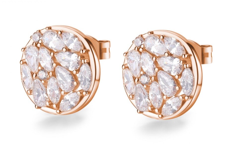 Rosato Pozlátené náušnice kôstky s kubickými zirkónmi Gemma RZGE43