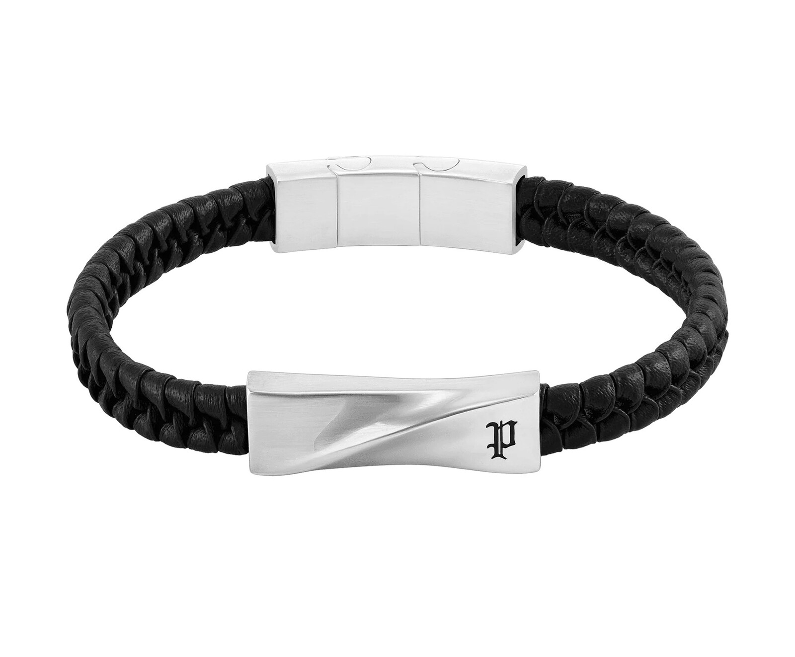 Police Čierny kožený náramok pre mužov Contorto PEAGB0081704