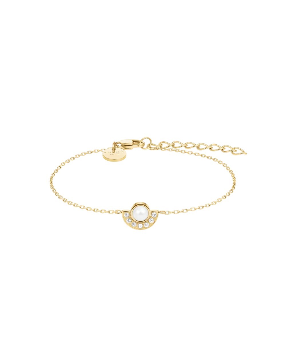 Rosefield Pozlátený oceľový náramok s perlou JBPCG-J1295