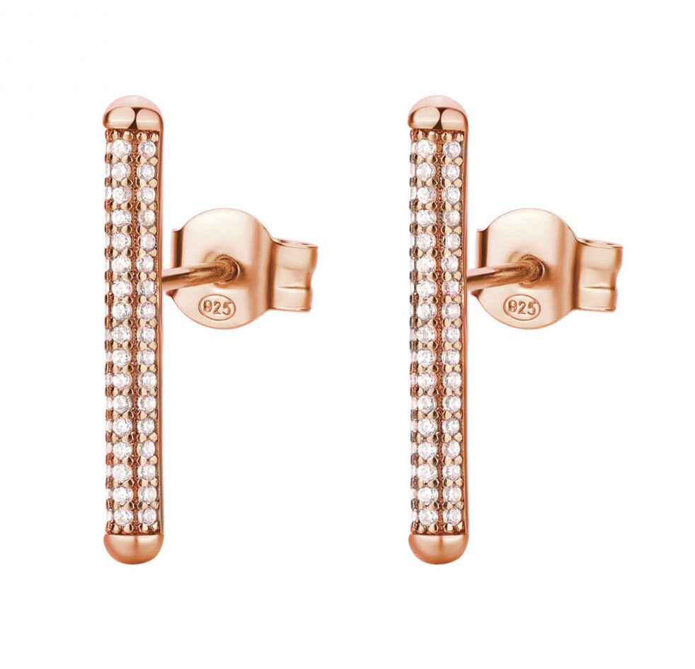 Rosato Pozdĺžne pozlátené náušnice so zirkónmi Bianca RZBI45