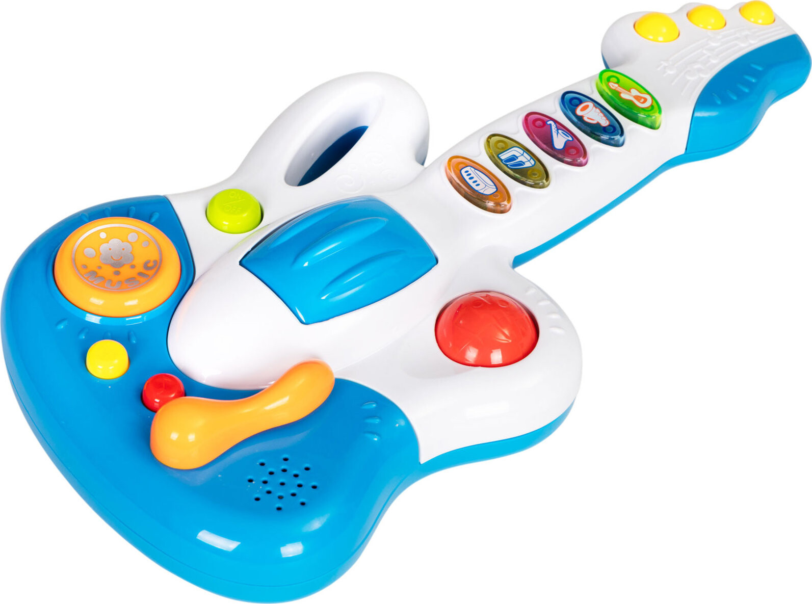 HUANGER HE0503 Detská elektrická gitara, modro-biela