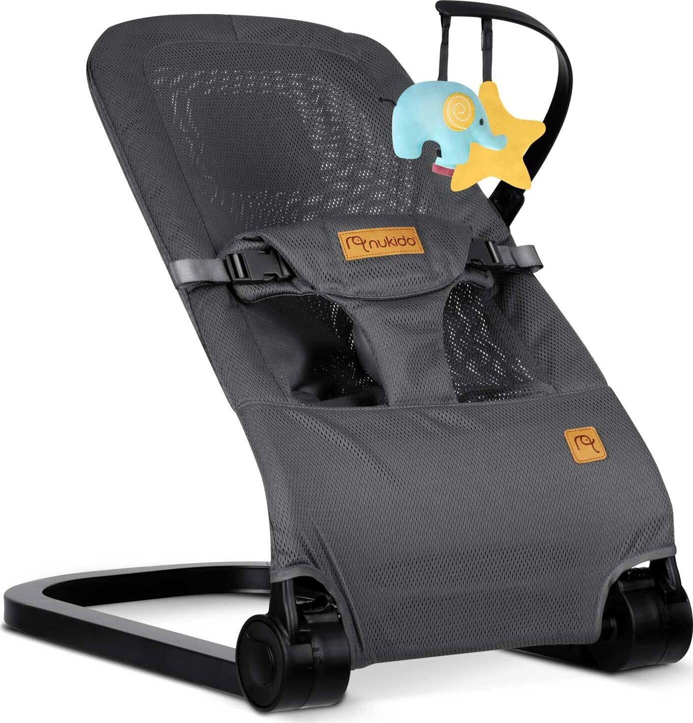 Nukido NK-52 hojdacie kreslo s hračkami, sivé