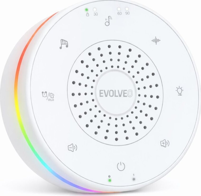 EVOLVEO Nubiloo uspávací modul s bílým šumem, ukolébavkami a barevným světlem na dobrou noc