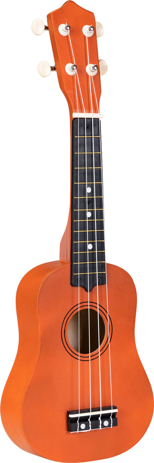 ECOTOYS MF019E Detská drevená gitara so 4 nylonovými strunami a brnkadlom, hnedá