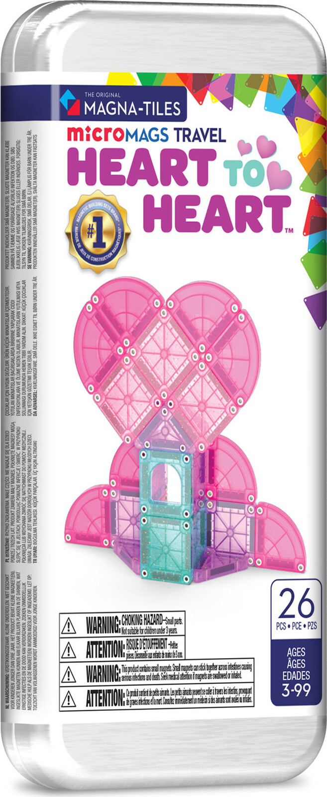 MAGNA-TILES Magnetická stavebnica microMAGS Heart to Heart Travel Set 26 dielov