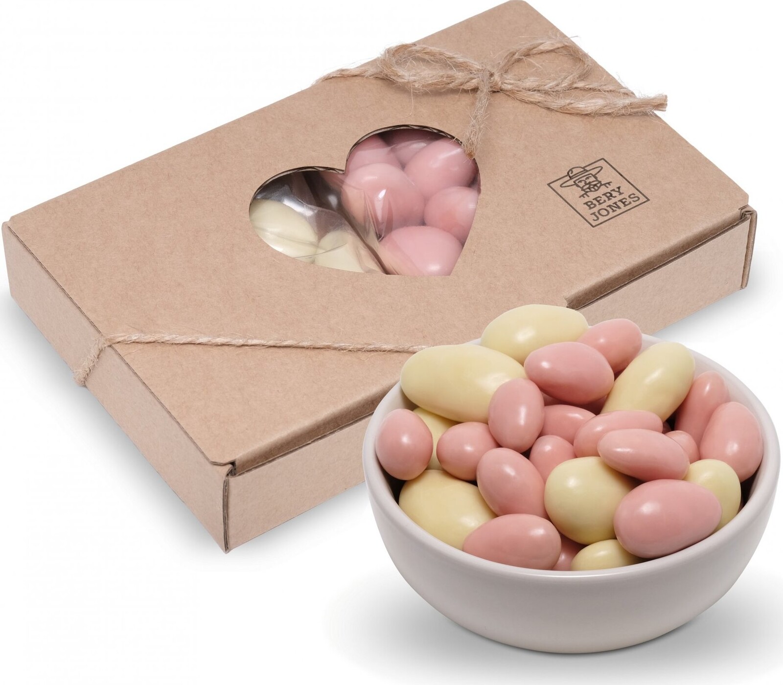 Bery Jones krabička sladká mix mandle v jahodovom jogurte a bielej čokoláde 2× 50 g