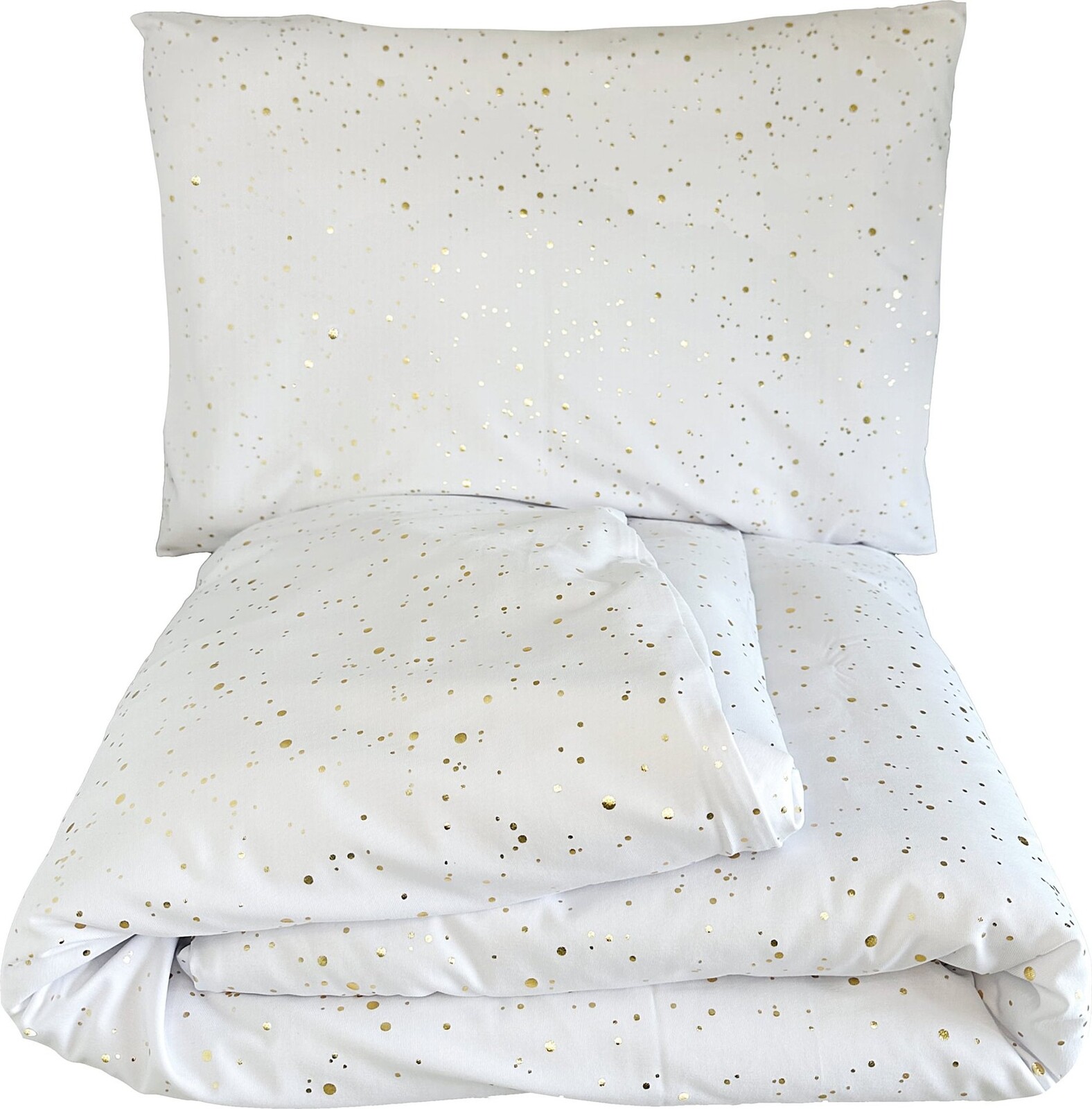 HEDDA bavlněné povlečení Luisine bílé se zlatým potiskem - set 100 × 135 cm + 40 × 60 cm