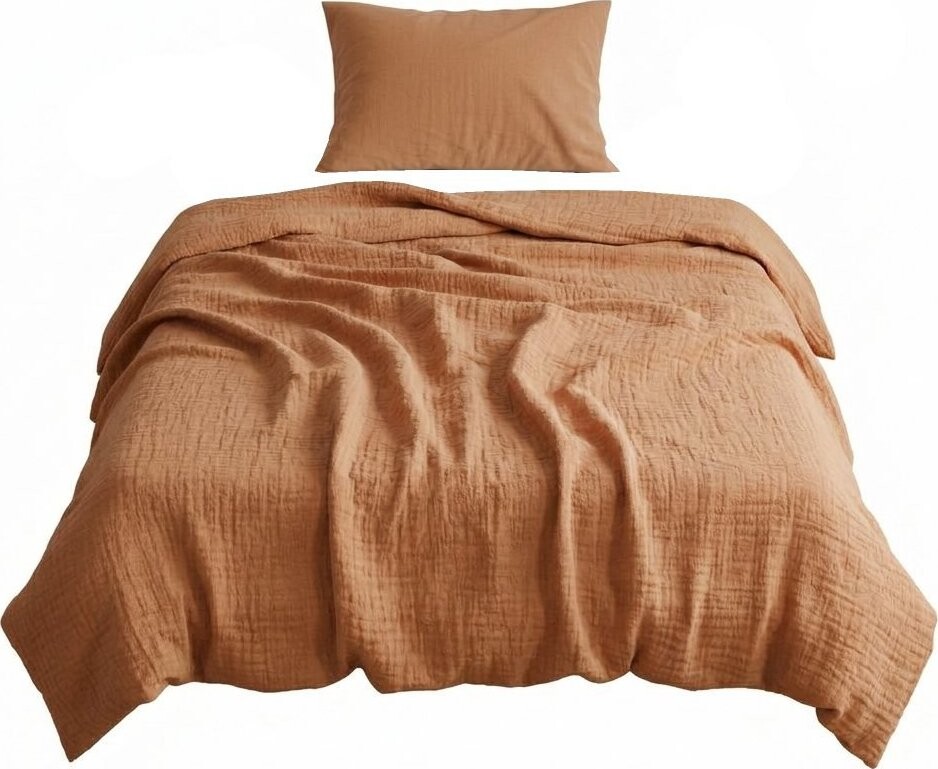 DADKA Povlečení mušelín 140 × 200, 70 × 90 cm, karamelové
