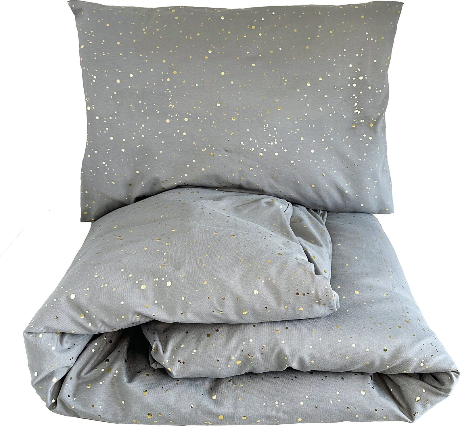 HEDDA bavlněné povlečení Luisine šedé se zlatým potiskem - set 100 × 135 cm + 40 × 60 cm