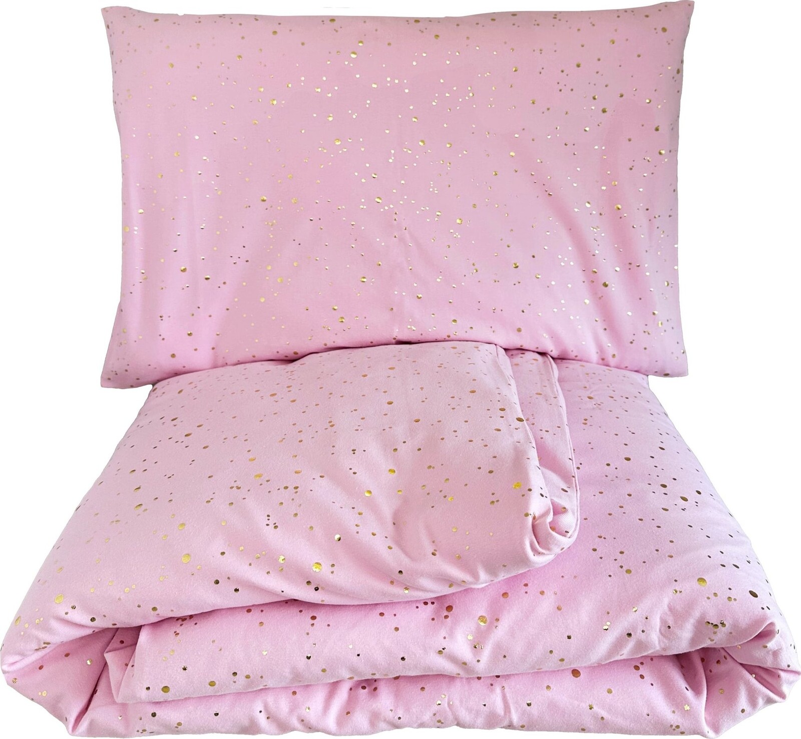 HEDDA bavlněné povlečení Luisine růžové se zlatým potiskem - set 100 × 135 cm + 40 × 60 cm