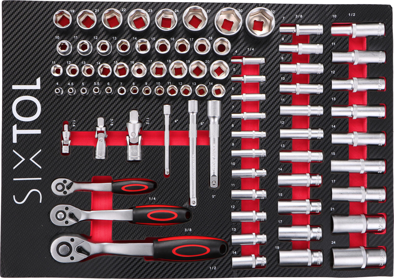 SIXTOL Modul s náradím do dielenského vozíka Mechanic Tool Tray 1, 80 ks