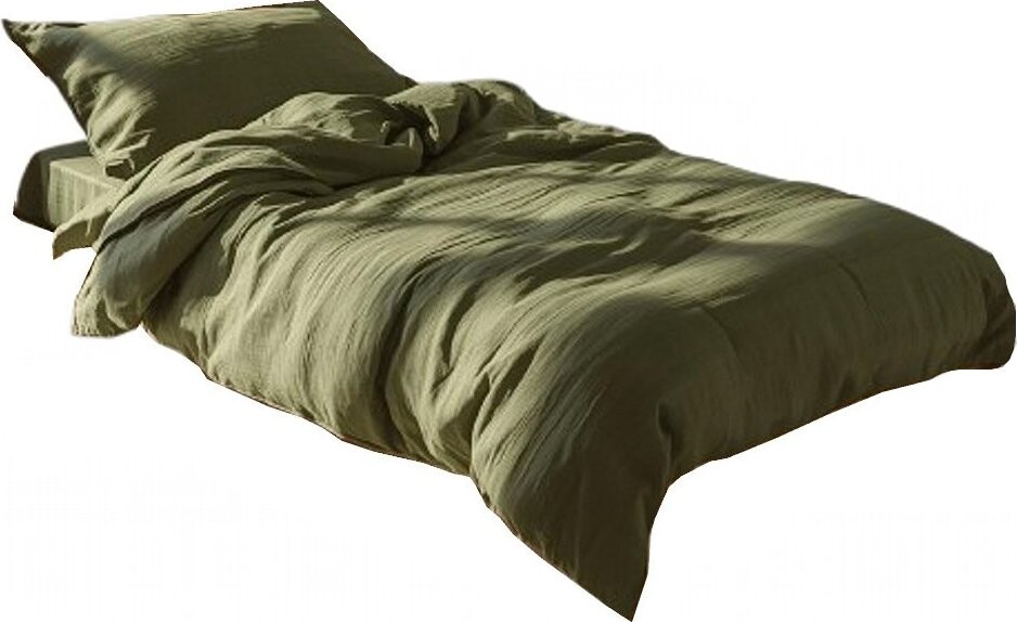 DADKA Povlečení mušelín 140 × 200, 70 × 90 cm, olivové