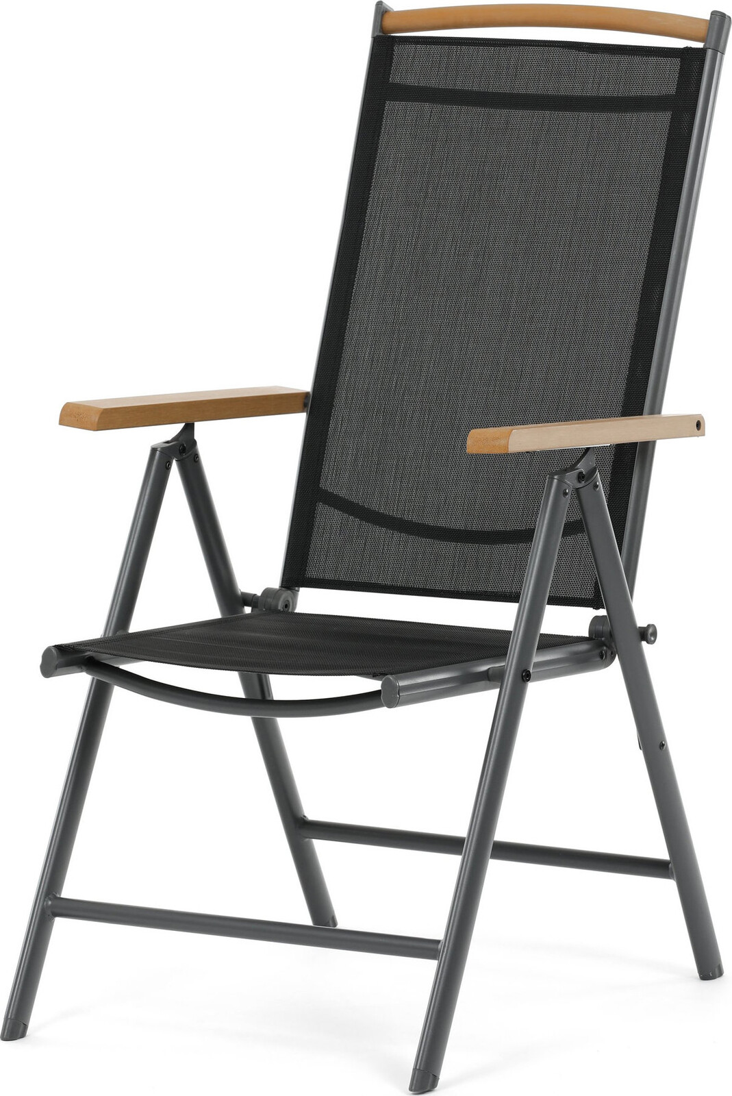 Autronic Súprava 4 ks záhradné stoličky s polohovacou funkciou Wilo, sivý hliník, polywood v prírodnej