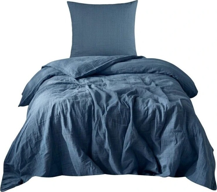 DADKA Povlečení mušelín 140 × 200, 70 × 90 cm, porcelánově modré