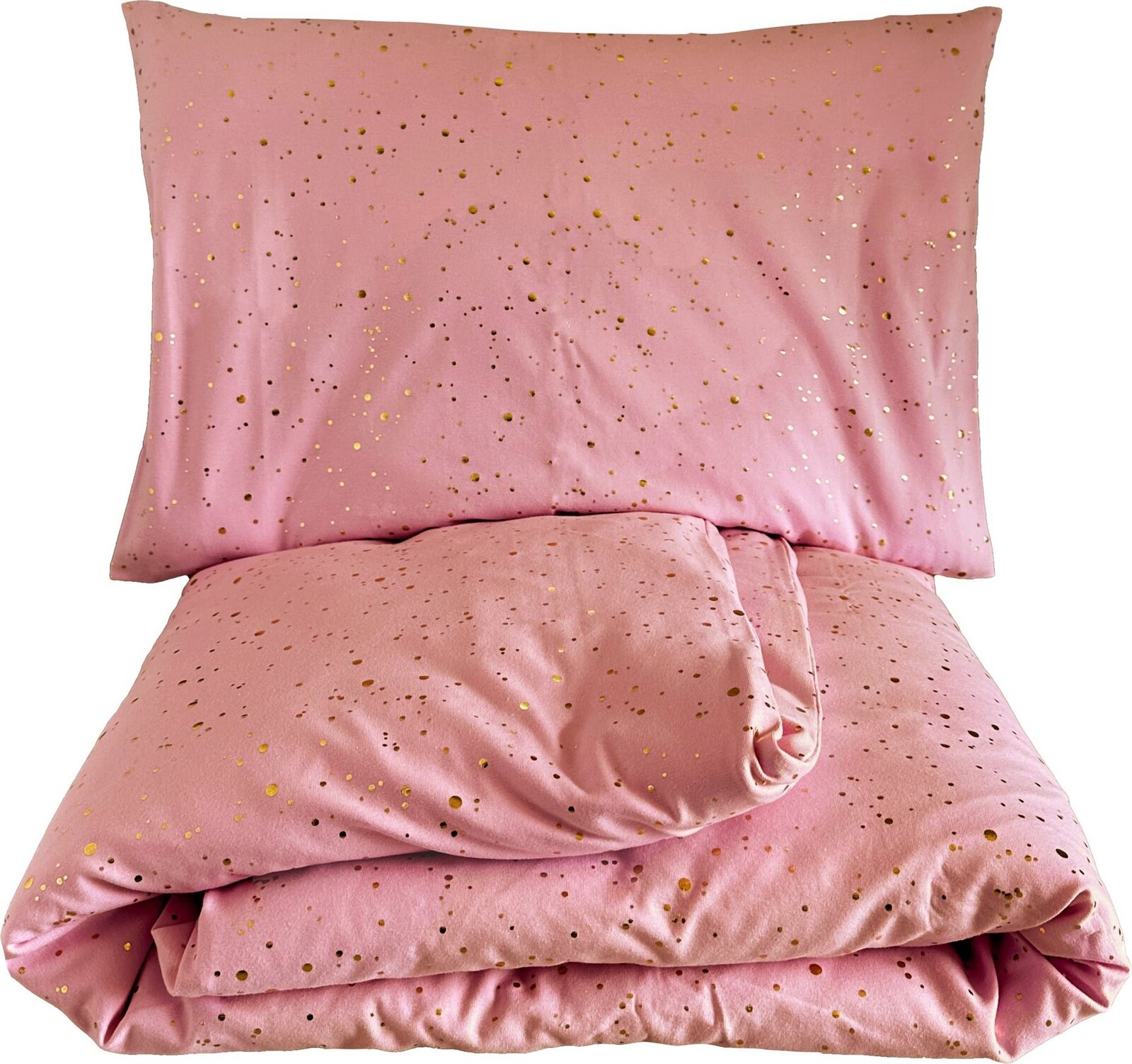HEDDA bavlněné povlečení Luisine starorůžové se zlatým potiskem - set 100 × 135 cm + 40 × 60 cm
