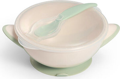 BabyOno uzavíratelná s přísavkou a lžičkou, krémově šalvějová