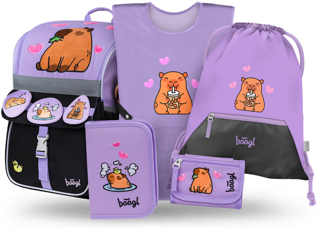 BAAGL SADA 5 Zippy Kapybara: aktovka, peračník, vrecko, zástera, peňaženka