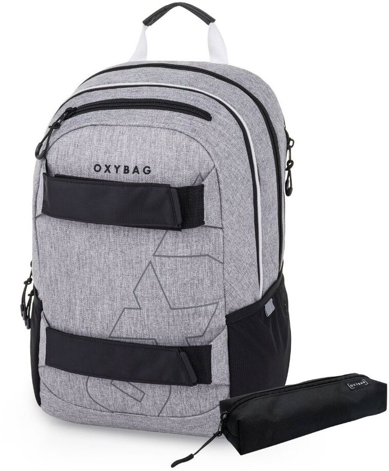 OXYBAG Študentský batoh + etui OXY SPORT Grey Melange