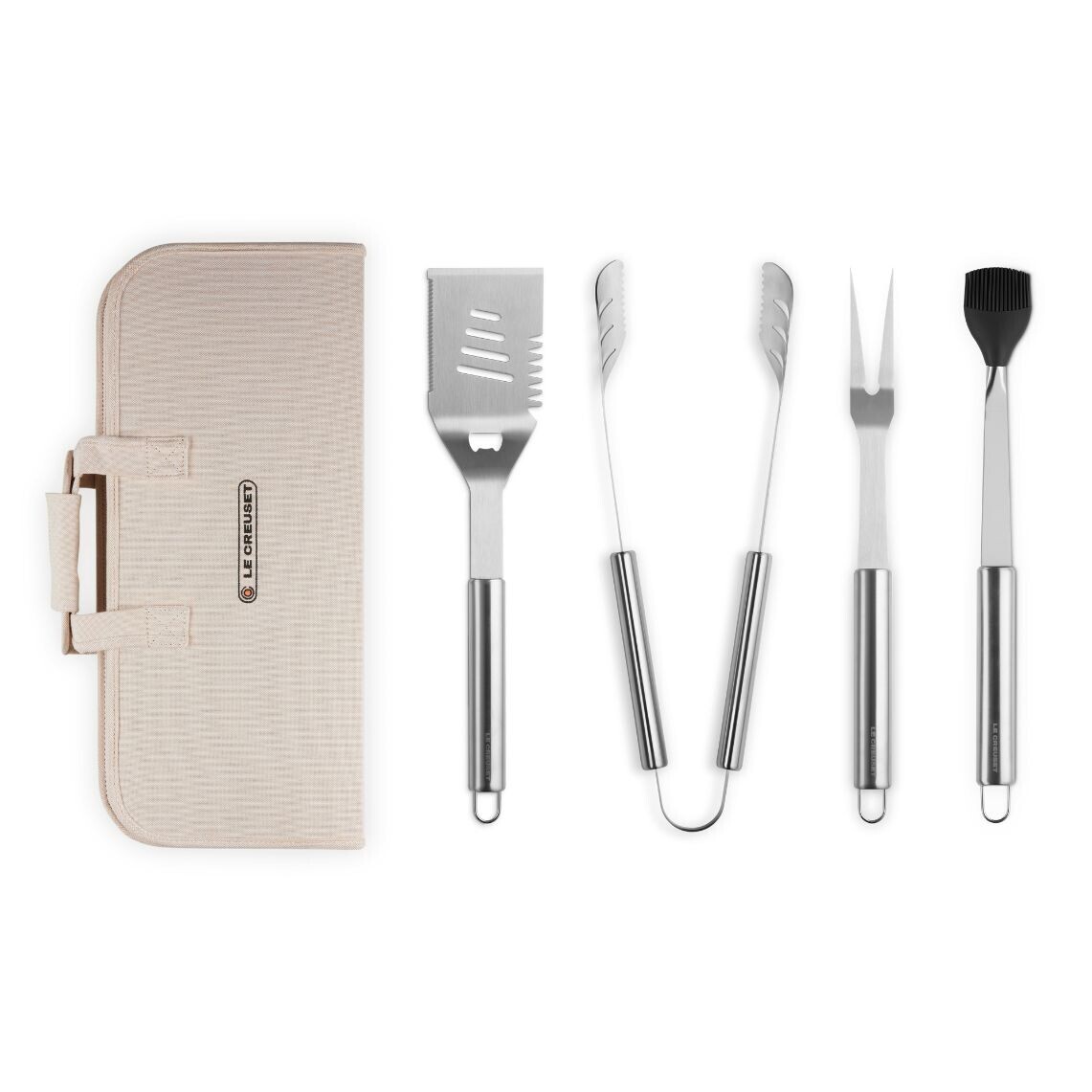 Náčinie na grilovanie BBQ, sada 4 ks, strieborná, nerezová oceľ, Le Creuset