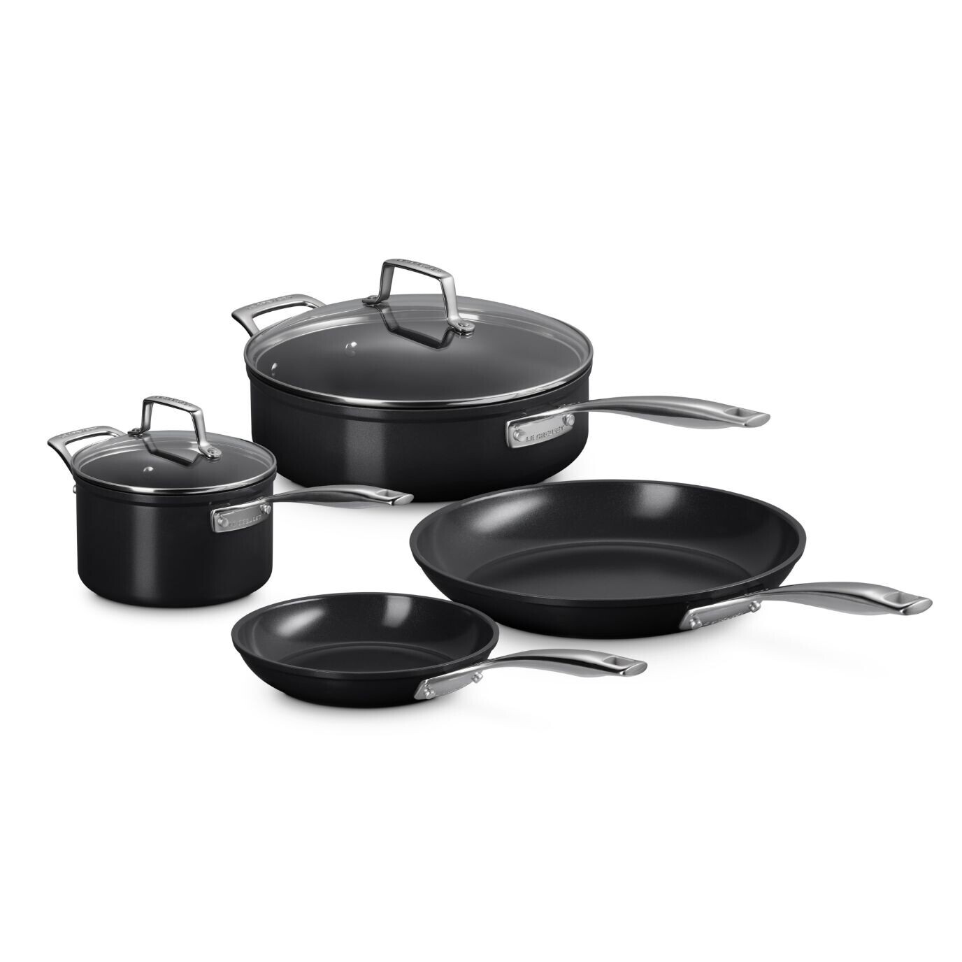 Súprava hrncov ESSENTIAL, sada 4 ks, čierna, hliník, Le Creuset