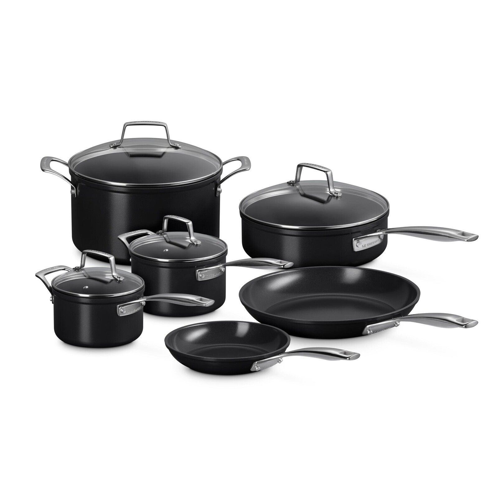 Súprava hrncov ESSENTIAL, sada 6 ks, čierna, hliník, Le Creuset