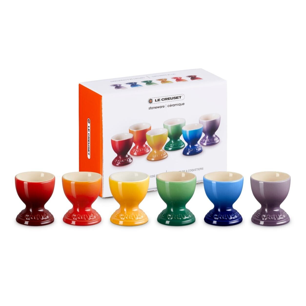 Kalíšok na vajíčka 6 cm, sada 6 ks, RAINBOW, kamenina, Le Creuset