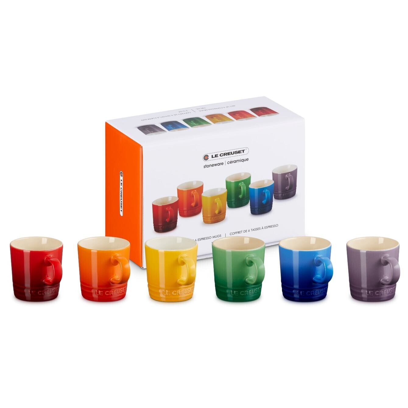 Šálka na espreso 100 ml, sada 6 ks, RAINBOW, kamenina, Le Creuset