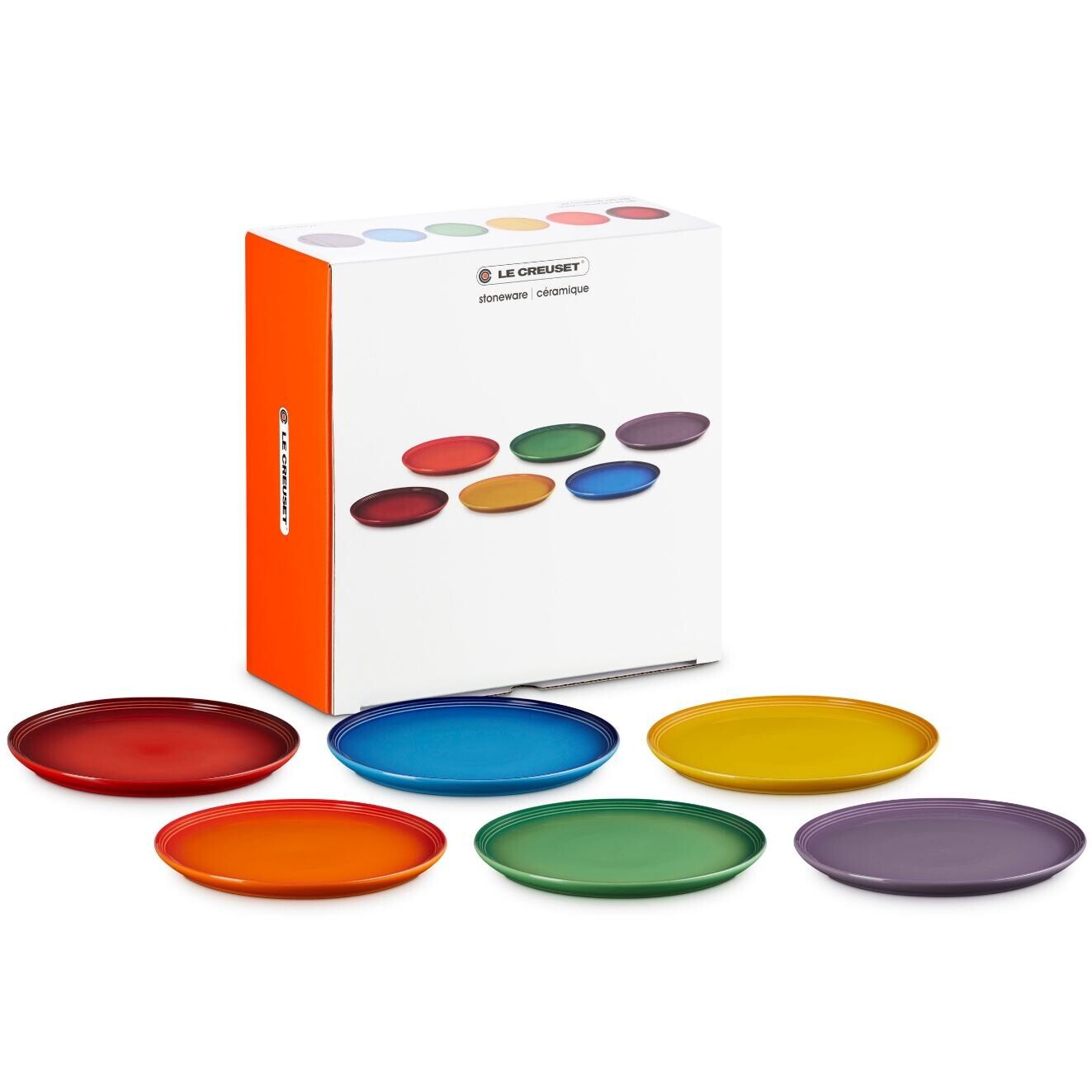 Jedálenský tanier COUPE 27 cm, sada 6 ks, RAINBOW, kamenina, Le Creuset