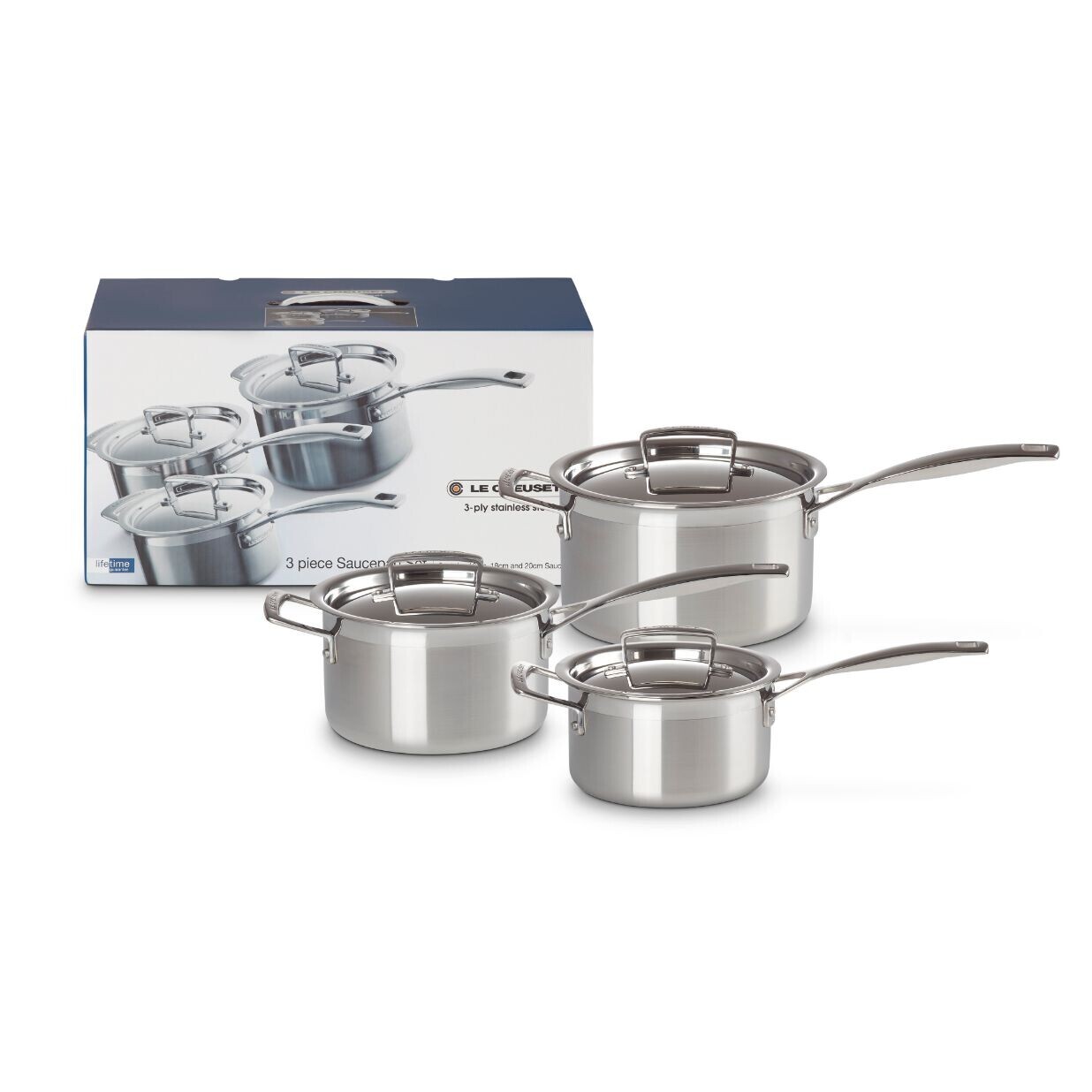 Súprava hrncov CLASSIC, sada 3 ks, strieborná, nerezová oceľ, Le Creuset